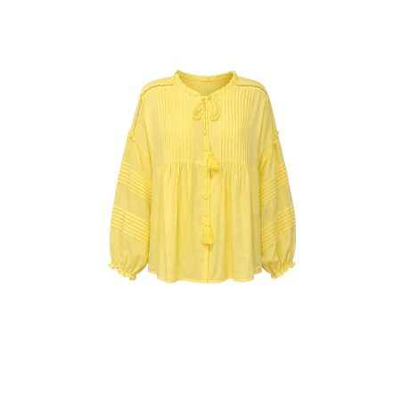 Mooi uitgewerkte gele blouse