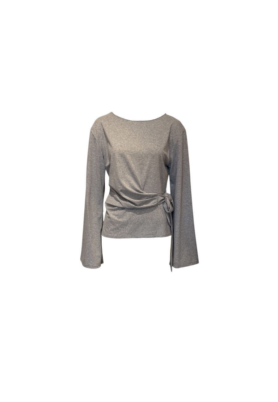 Grijs mêlee shirt met strik