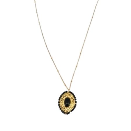 Goudkleurige half lange ketting met bedel