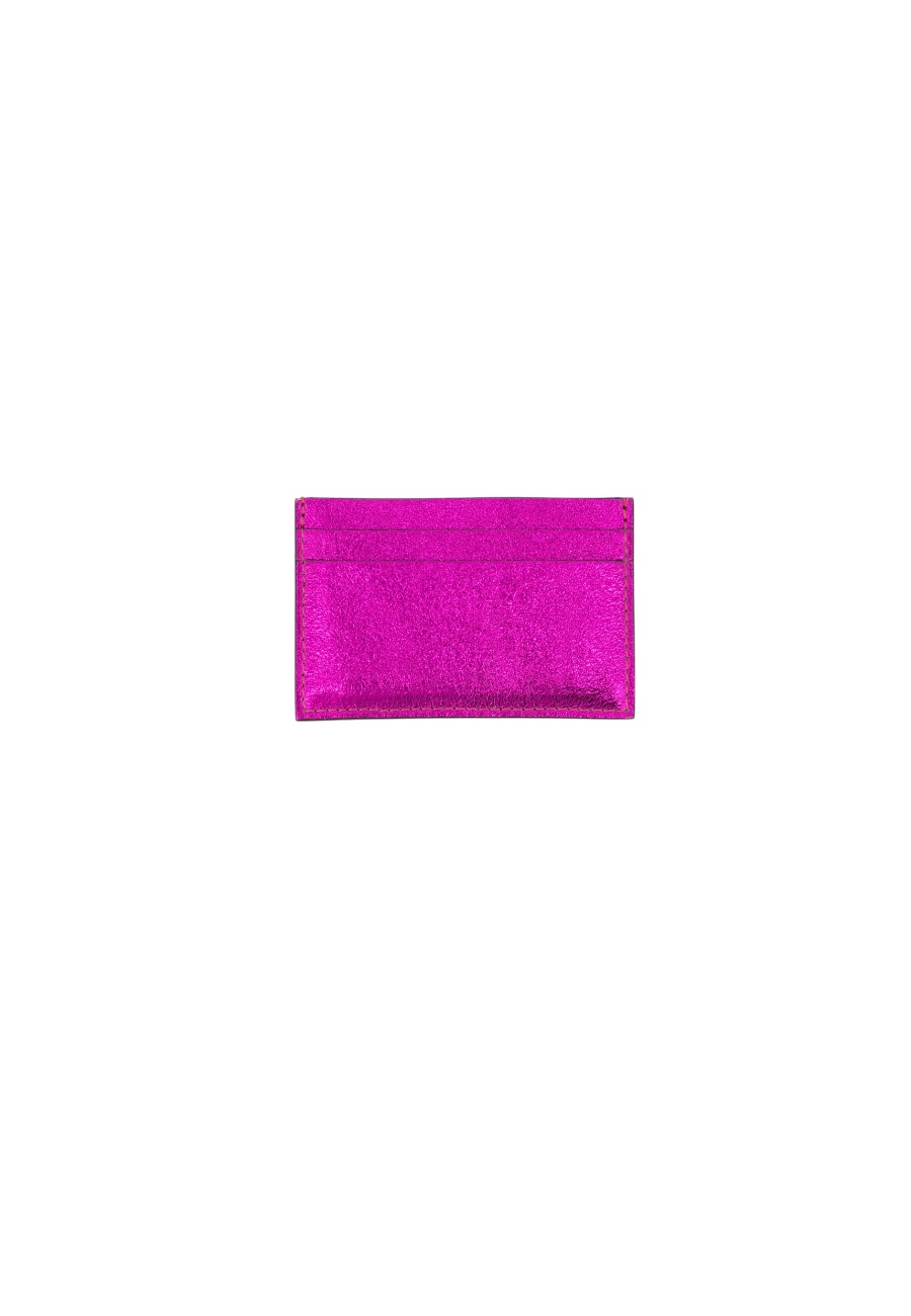 Fuhcsia leren metallic pasjeshouder