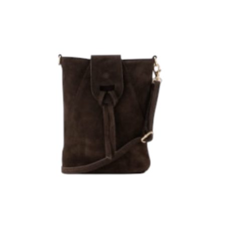 Suède tasje in choco kleur