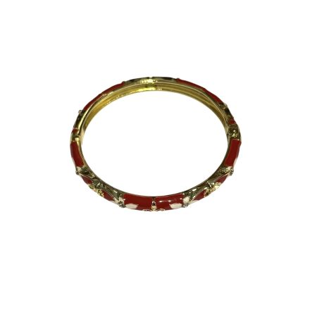 Bangle armband met bloemen, rood