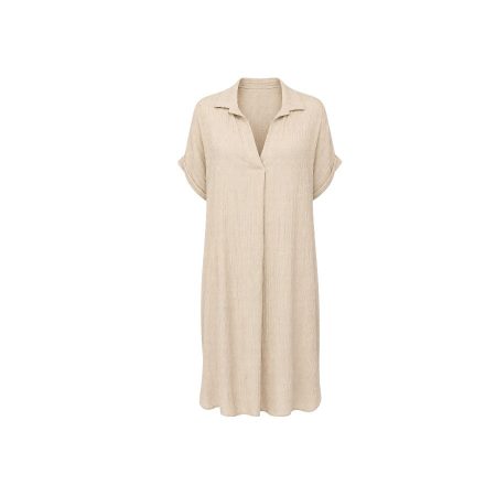 Beige basic jurkje korte mouwen