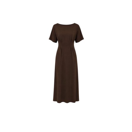 Donkerbruine tricot jurk