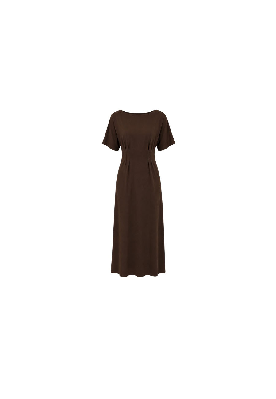 Donkerbruine tricot jurk