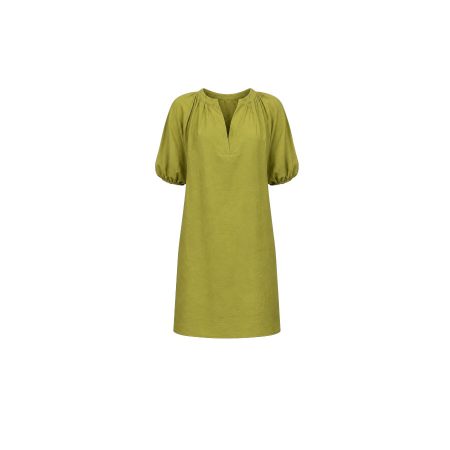 Groen jurkje met pofmouwen