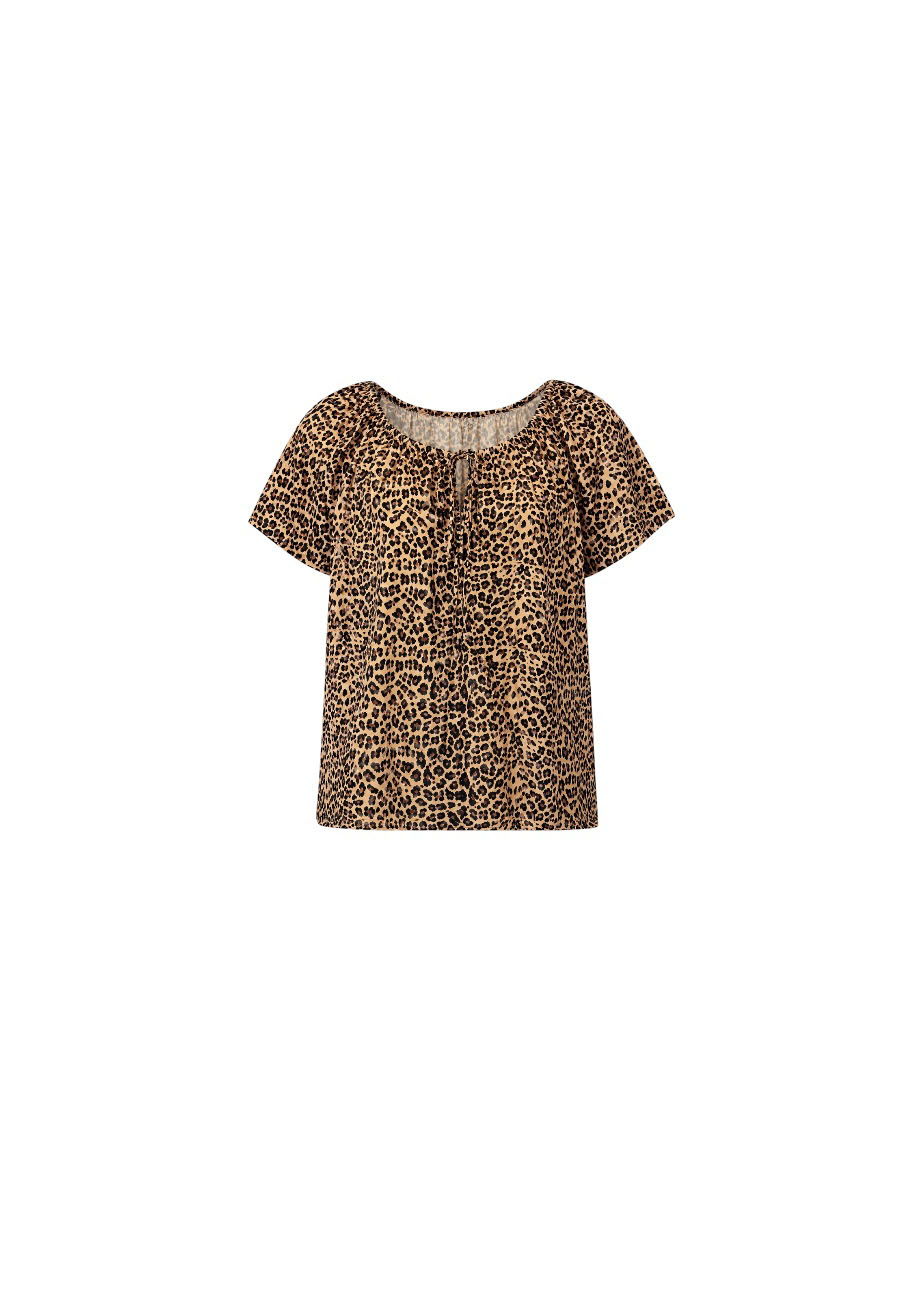 Leopard top met wijde hals