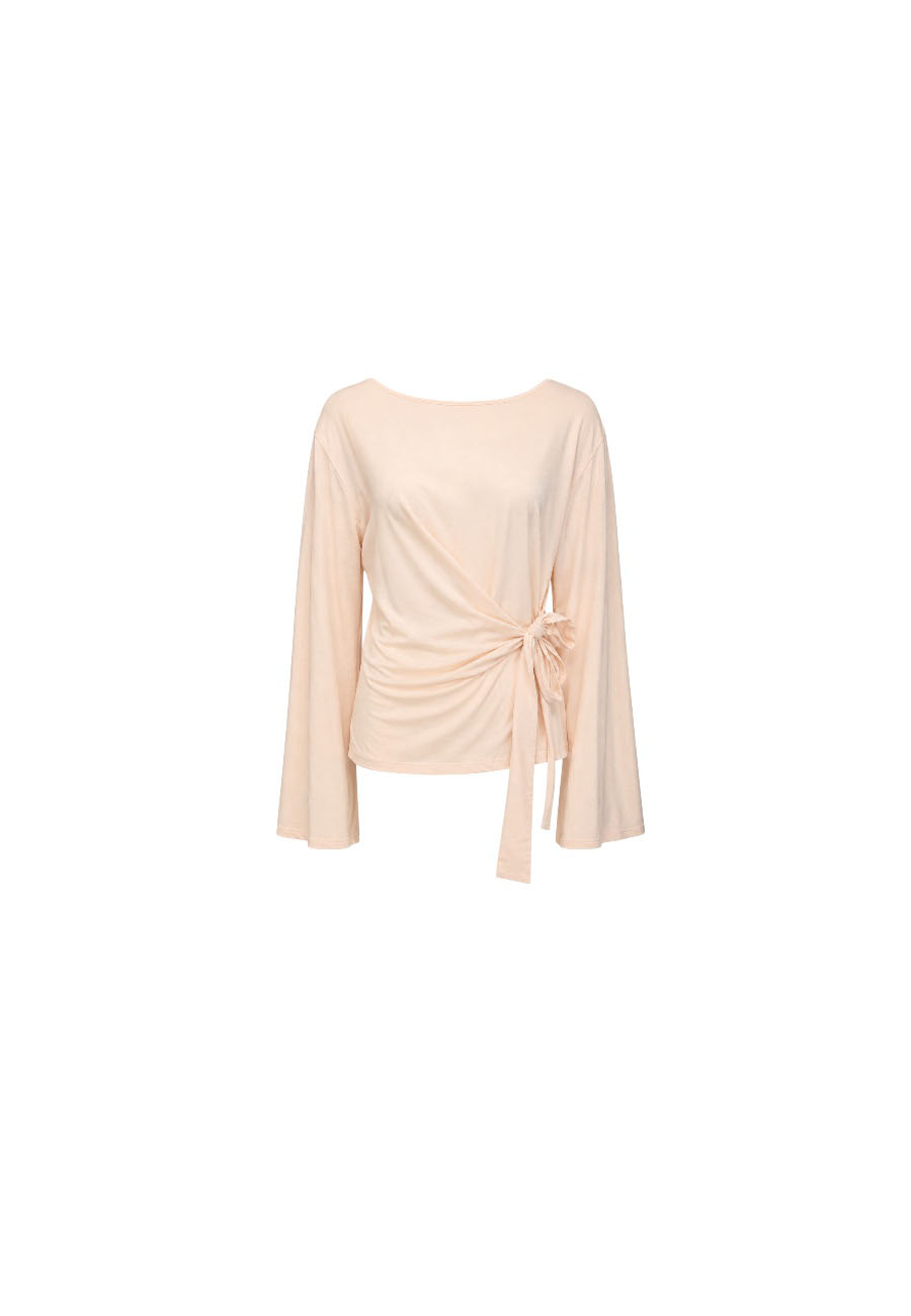 Licht peach shirt met strik