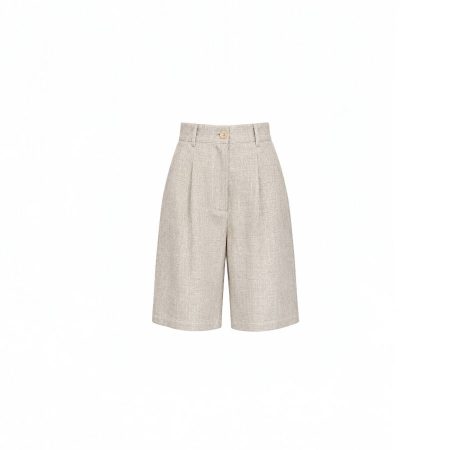Beige linnen look bermuda