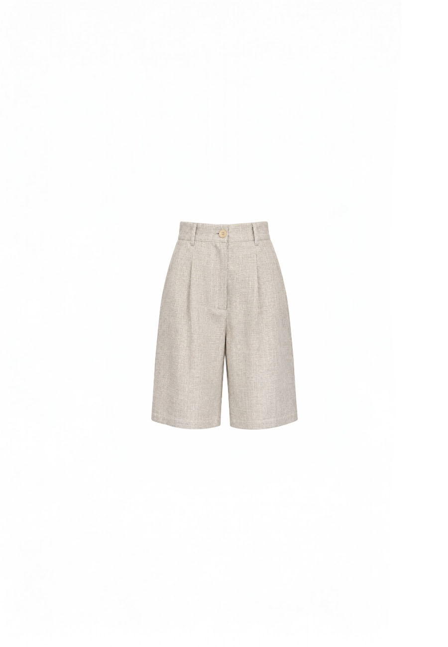 Beige linnen look bermuda