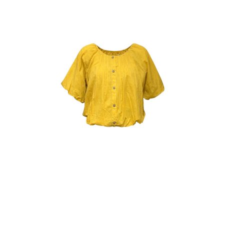 Gele blouse met pofmouwen