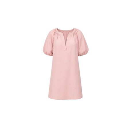 Roze jurkje met pofmouwen
