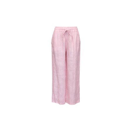 Roze linnen broek met rechte pijp
