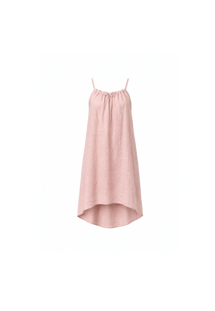 Roze linnen maxi dress