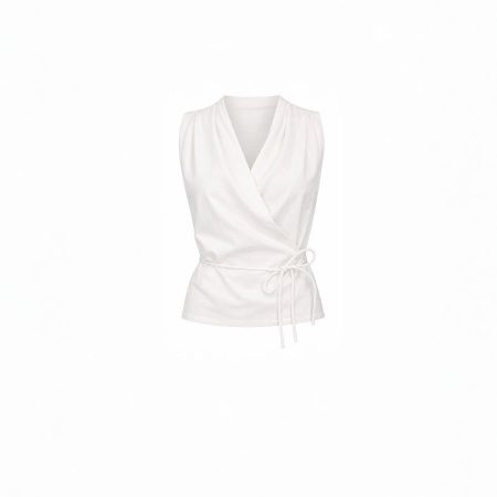Wit mouwloos overslag blouse