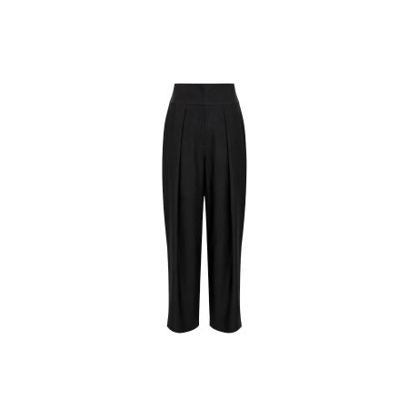 Zwarte broek met plooi en hoge taille