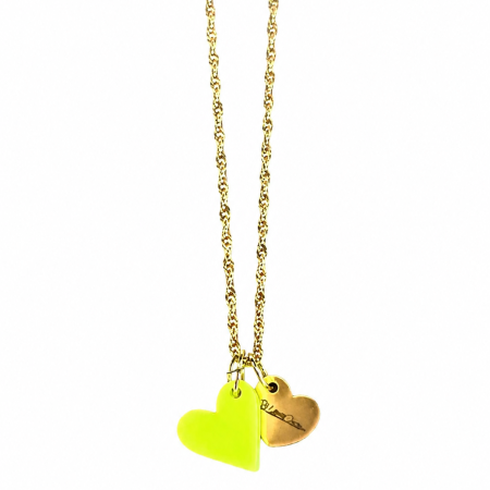 Neon Heart ketting geel