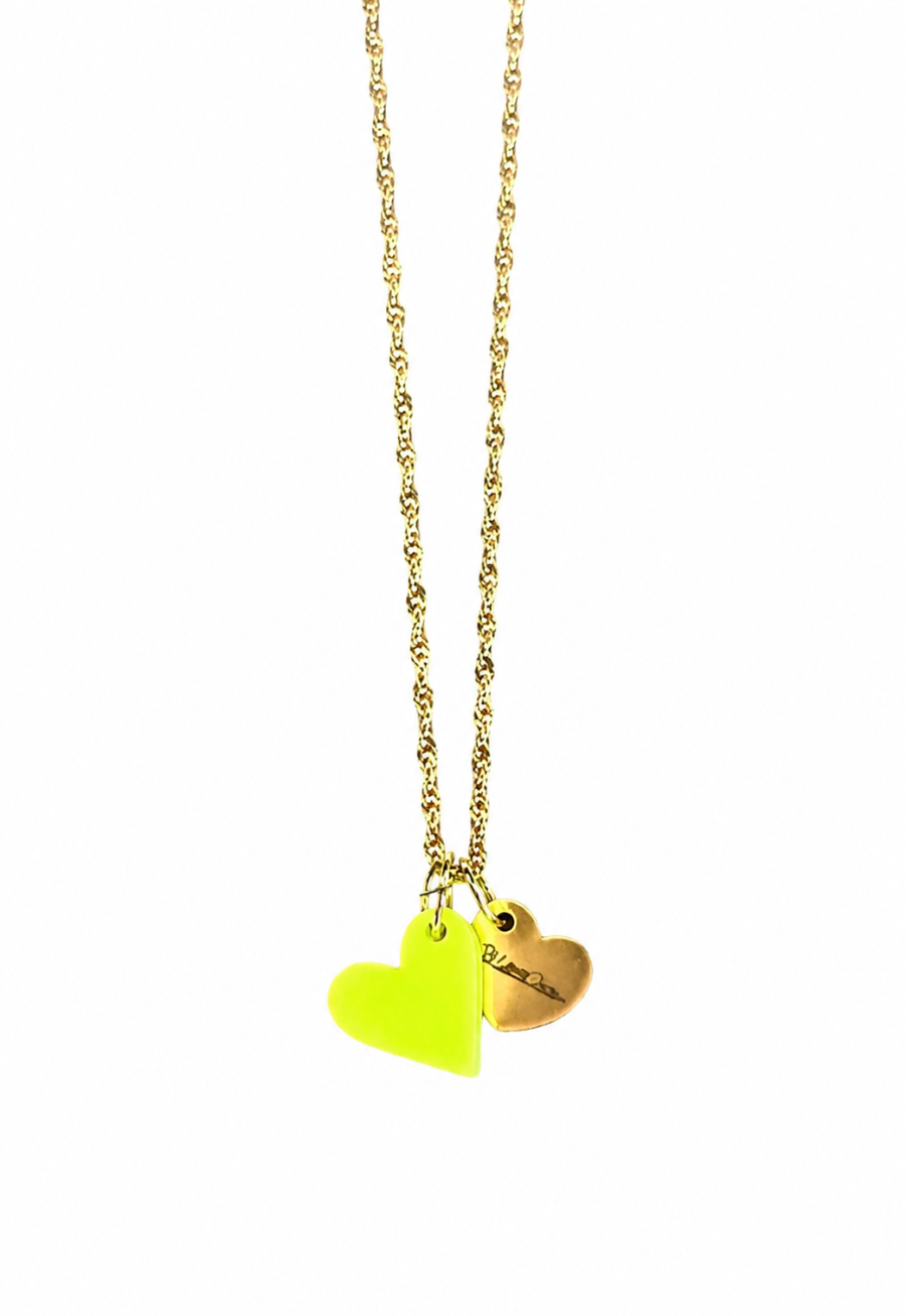 Neon Heart ketting geel