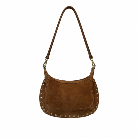 Cognac suède tas met studs