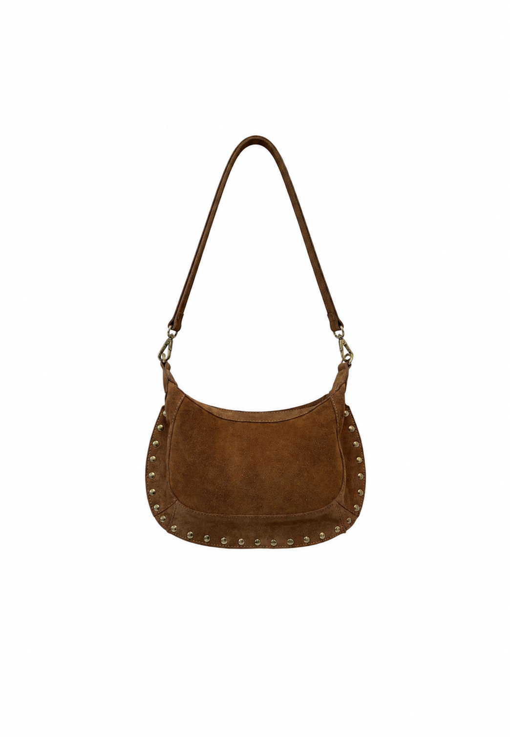 Cognac suède tas met studs