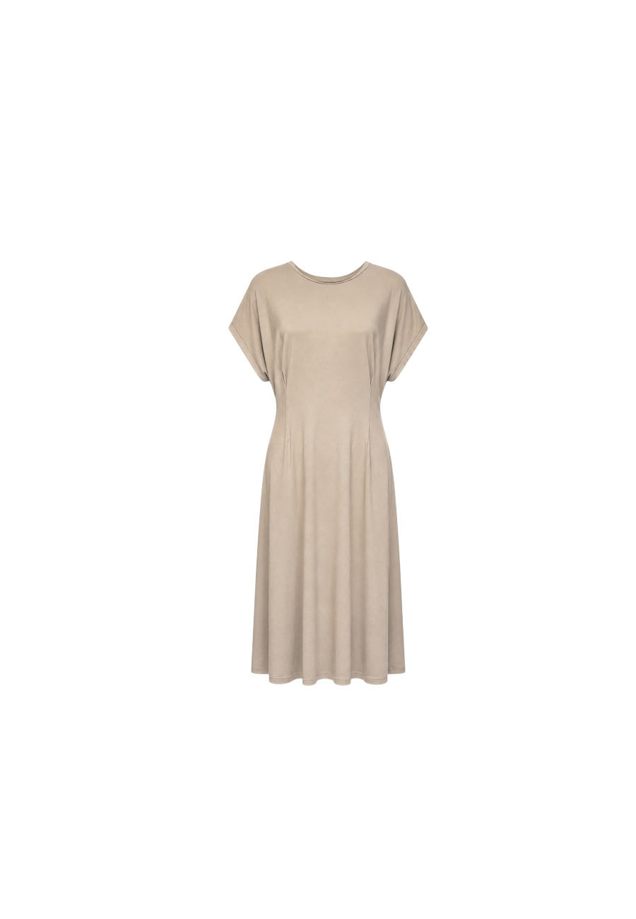 Beige tricot jurk