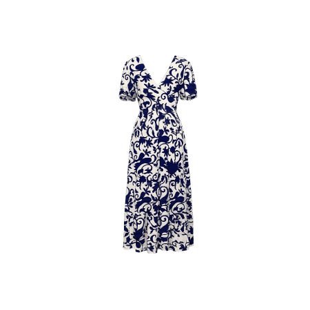 Blauw/witte maxi dress
