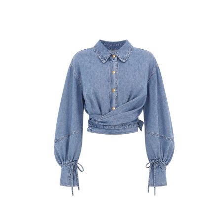 Denim wrap top