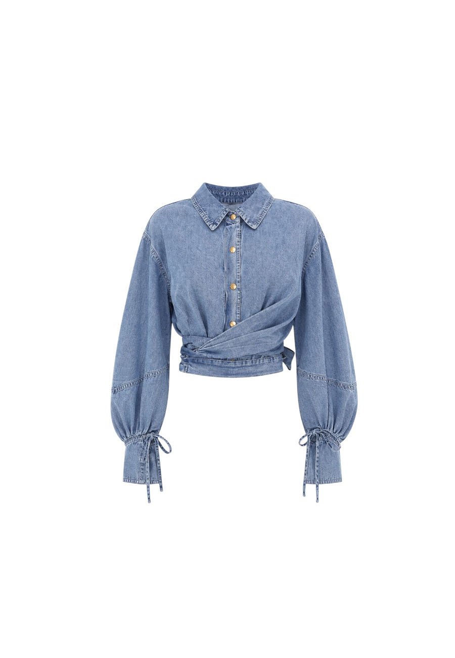 Denim wrap top