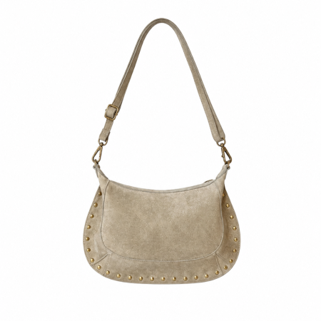 Beige suède tas met studs