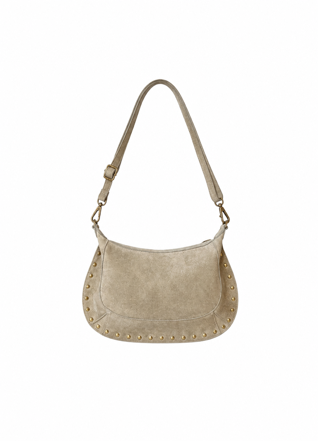 Beige suède tas met studs