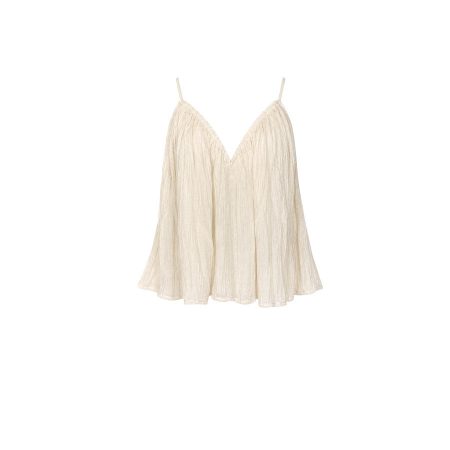 Beige geplooide soepele A-lijn top
