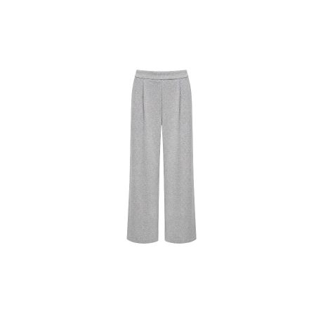 Grijs mêlee tricot broek met rechte pijp