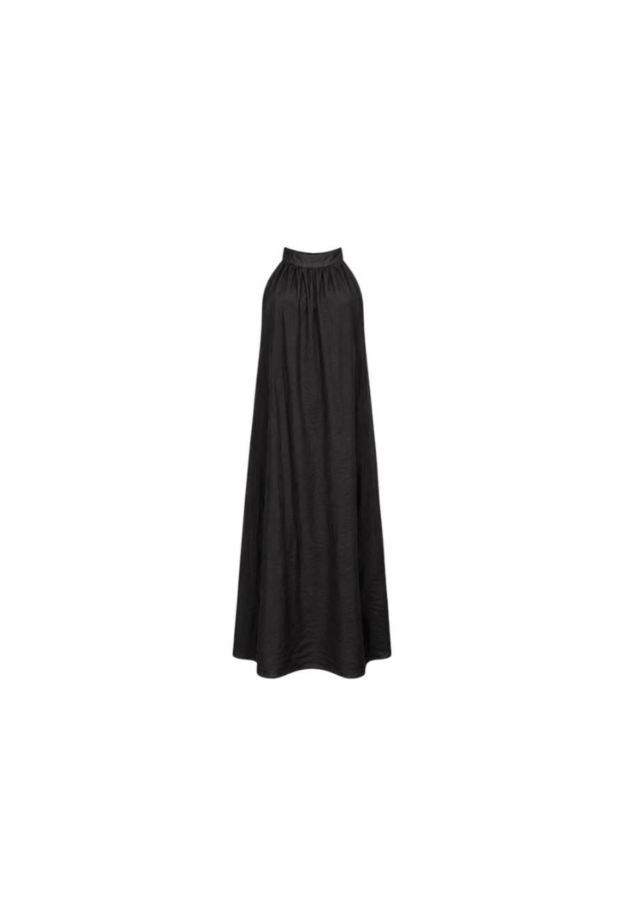 Grijs/blauwe viscose/tencel halter jurk