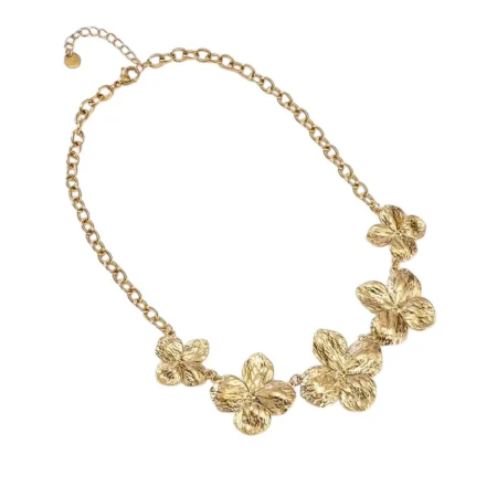 Stainless steel statement ketting met bloemen