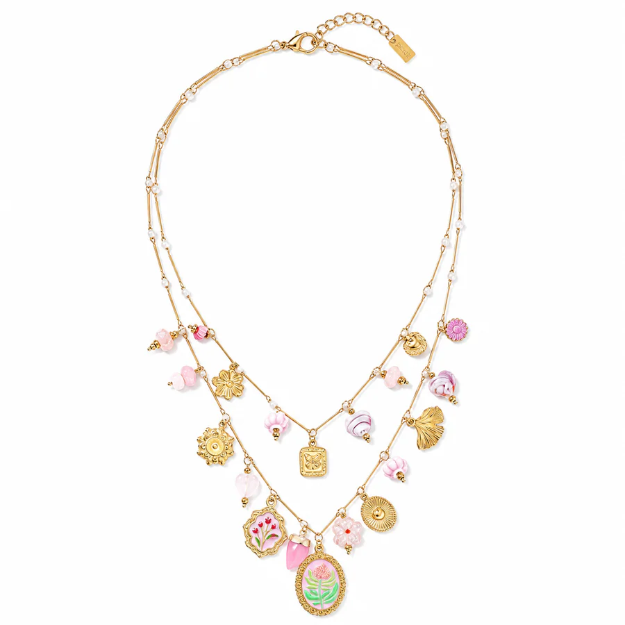Stainless steel statement ketting met bedels