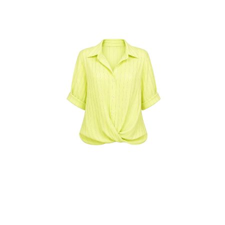 Limoengroen blouse met fijn streepje