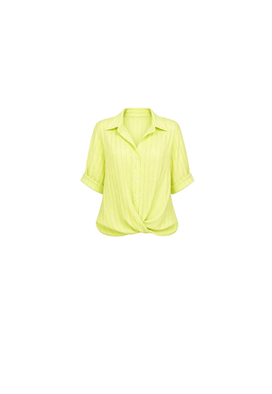 Limoengroen blouse met fijn streepje