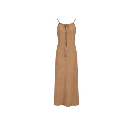Linnen halterjurk camel