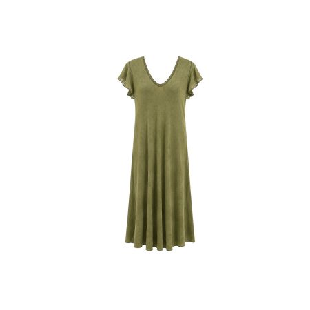 Tricot maxi dress vintage wassing olijfgroen