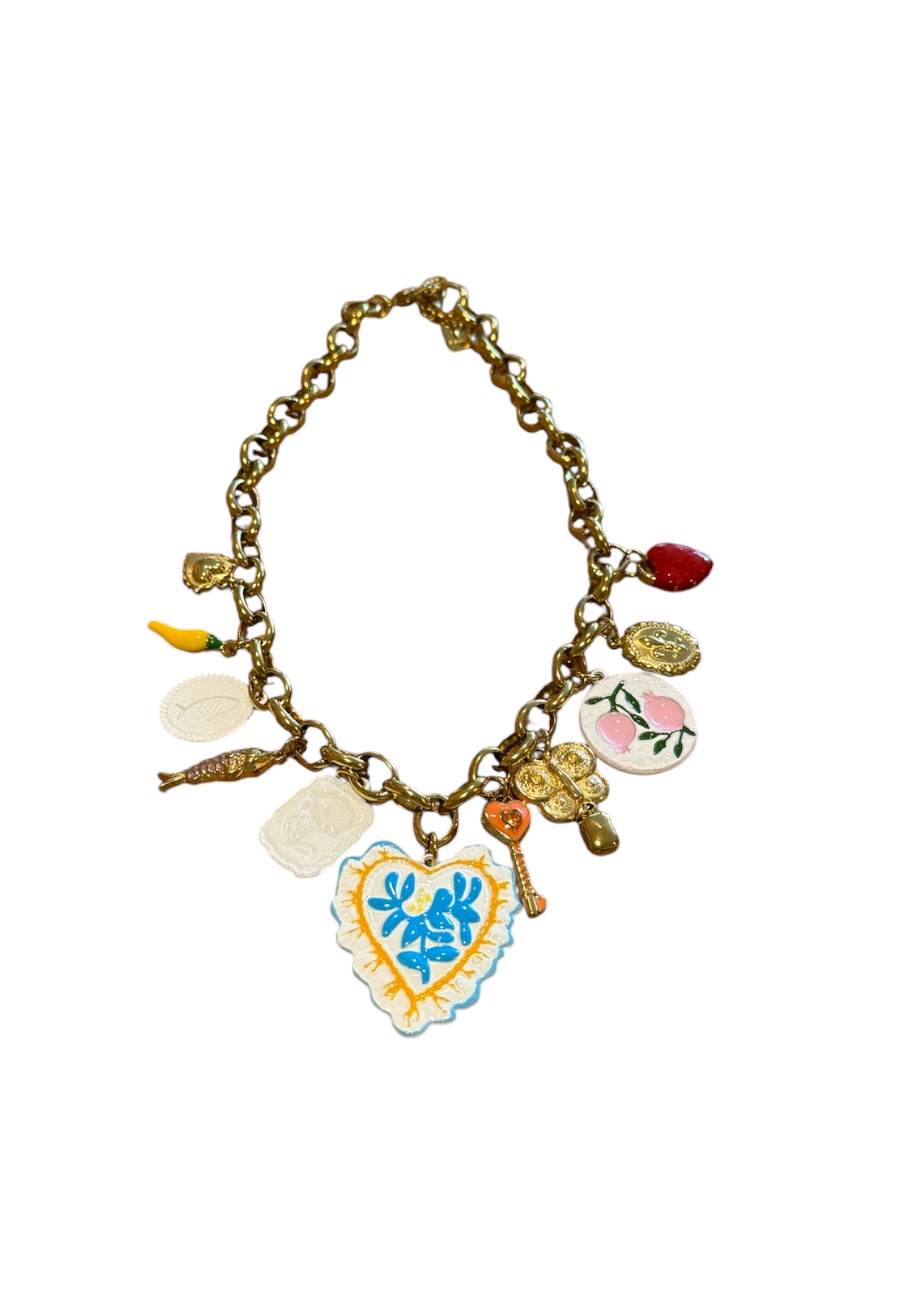 Stainless steel statement ketting met bedels
