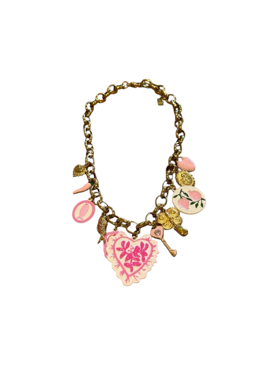 Stainless steel statement ketting met bedels