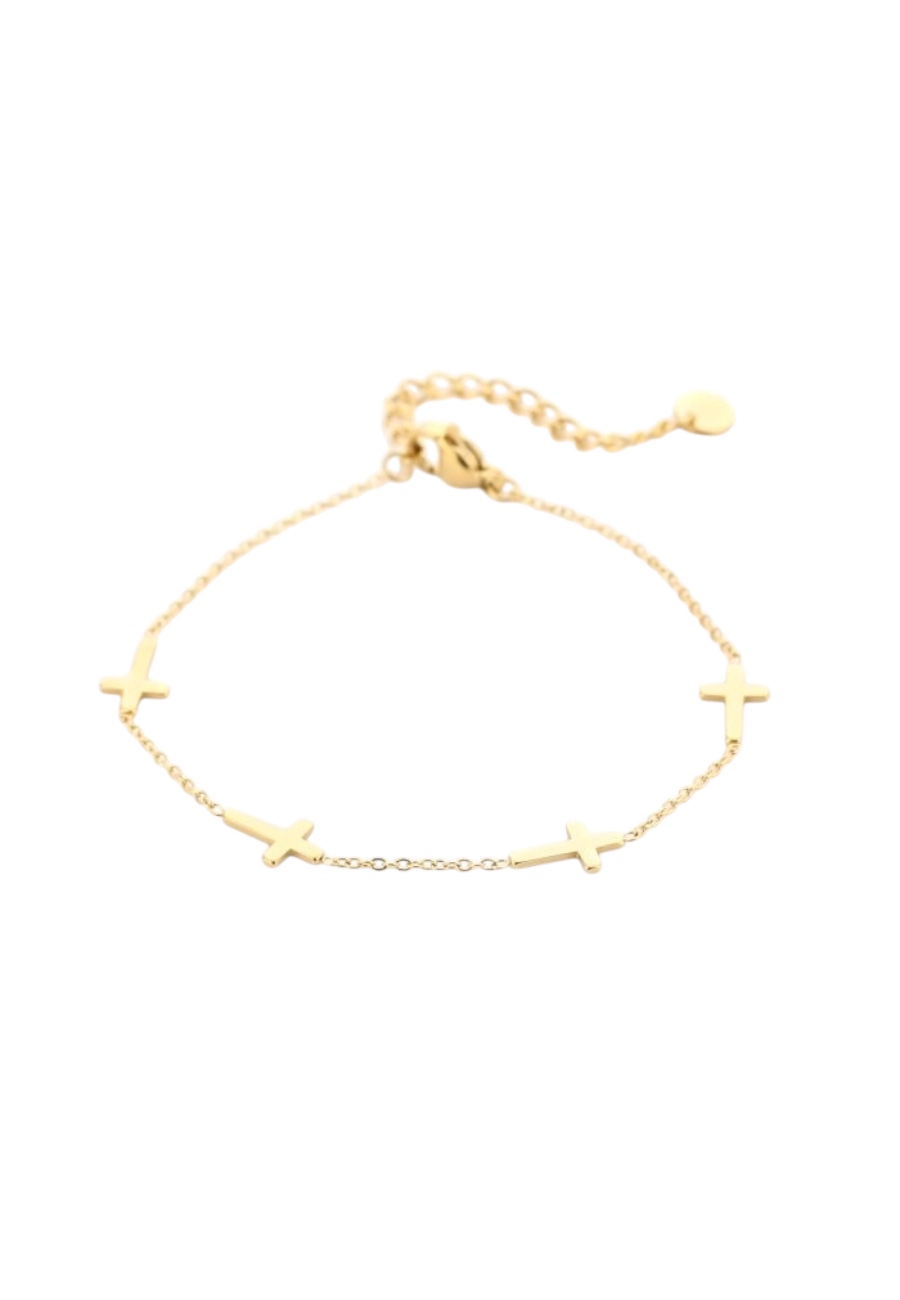 Goudkleurig armbandje met kruisjes