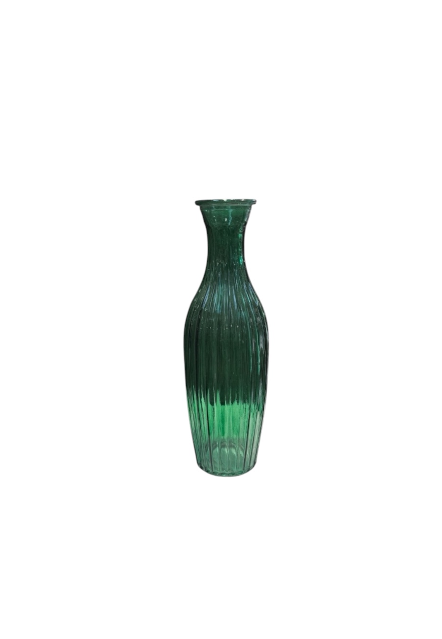 Groen glazen vaasje/kandelaar