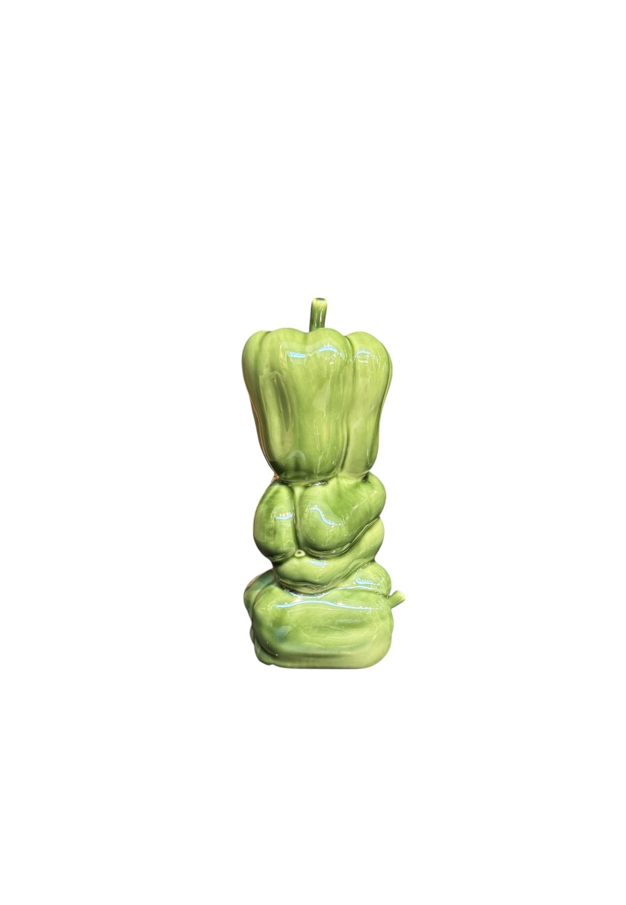 Groene aardewerk decoratie paprika's