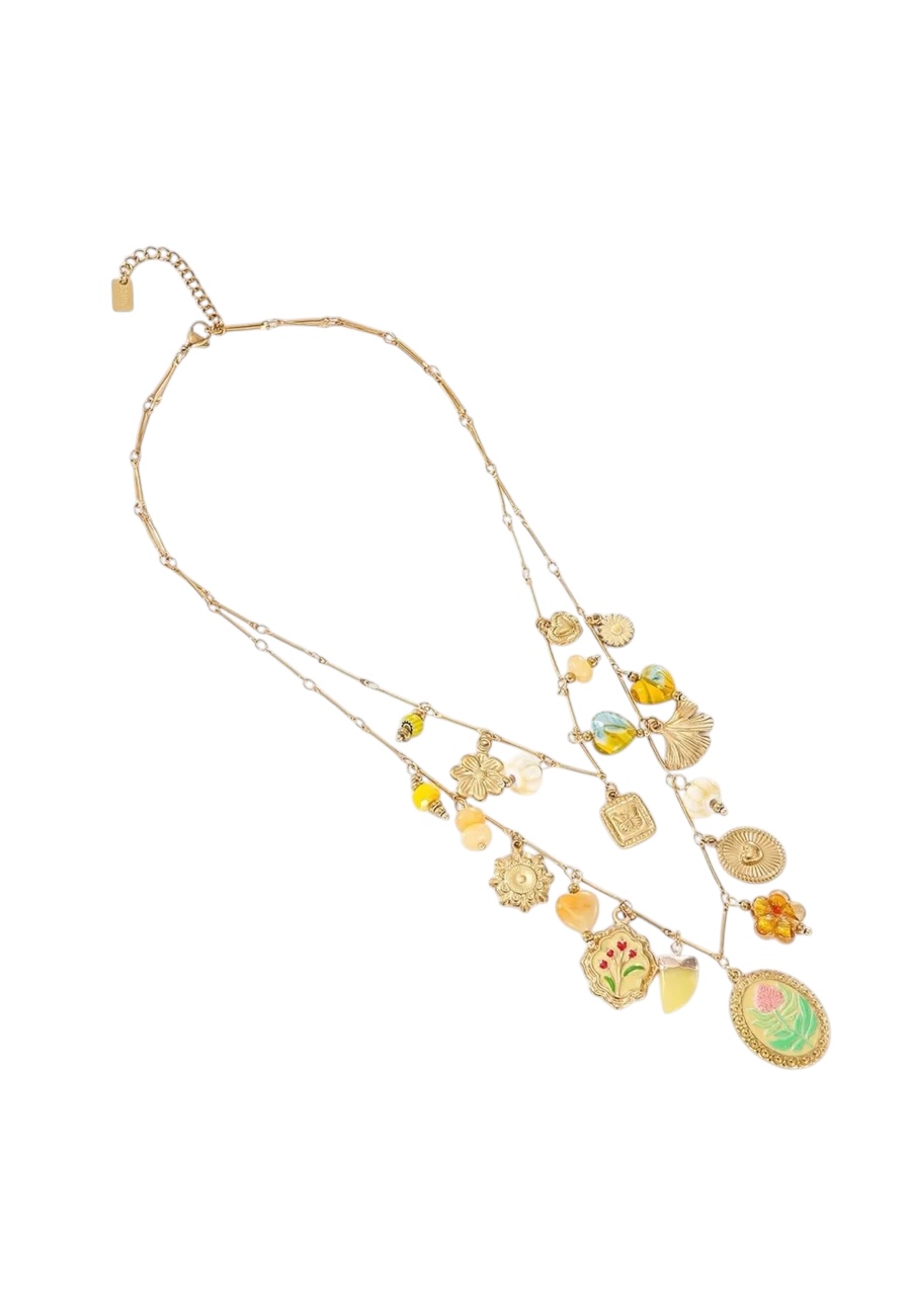 Stainless steel statement ketting met bedels