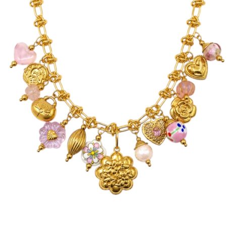 Stainless steel statement ketting met bedels