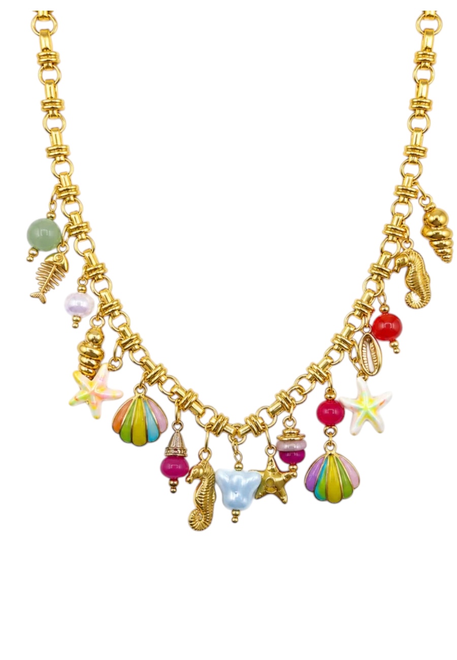 Stainless steel statement ketting met bedels