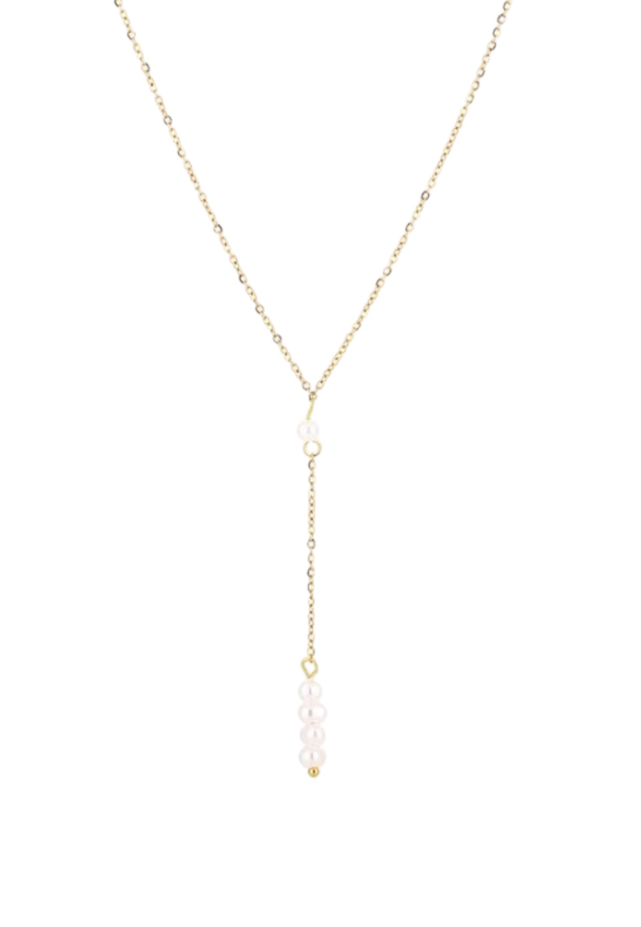 Goudkleurige half lange ketting met lusje