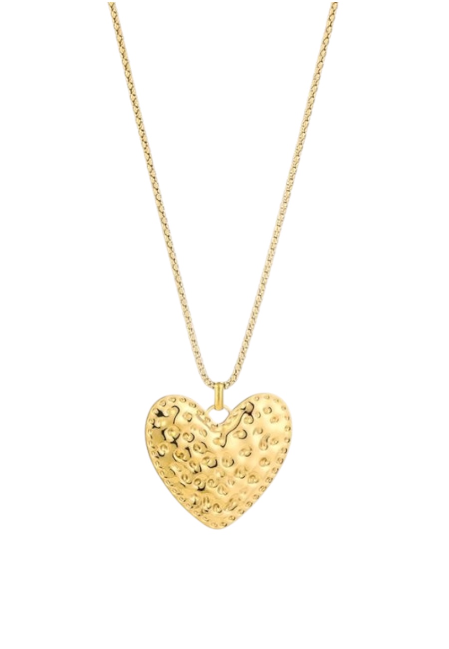 Goudkleurige lange ketting met hart