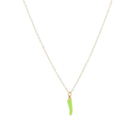 Goudkleurige verstelbare ketting met groen bedeltje